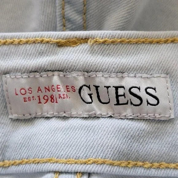 Guess Light Wash Destroyed Cuffed Denim Shorts - Picture 14 of 16